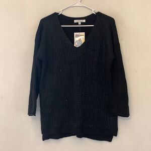 Company by Ellen Tracy 3/4 length sleeve black sweater with shimmer Size M NWT